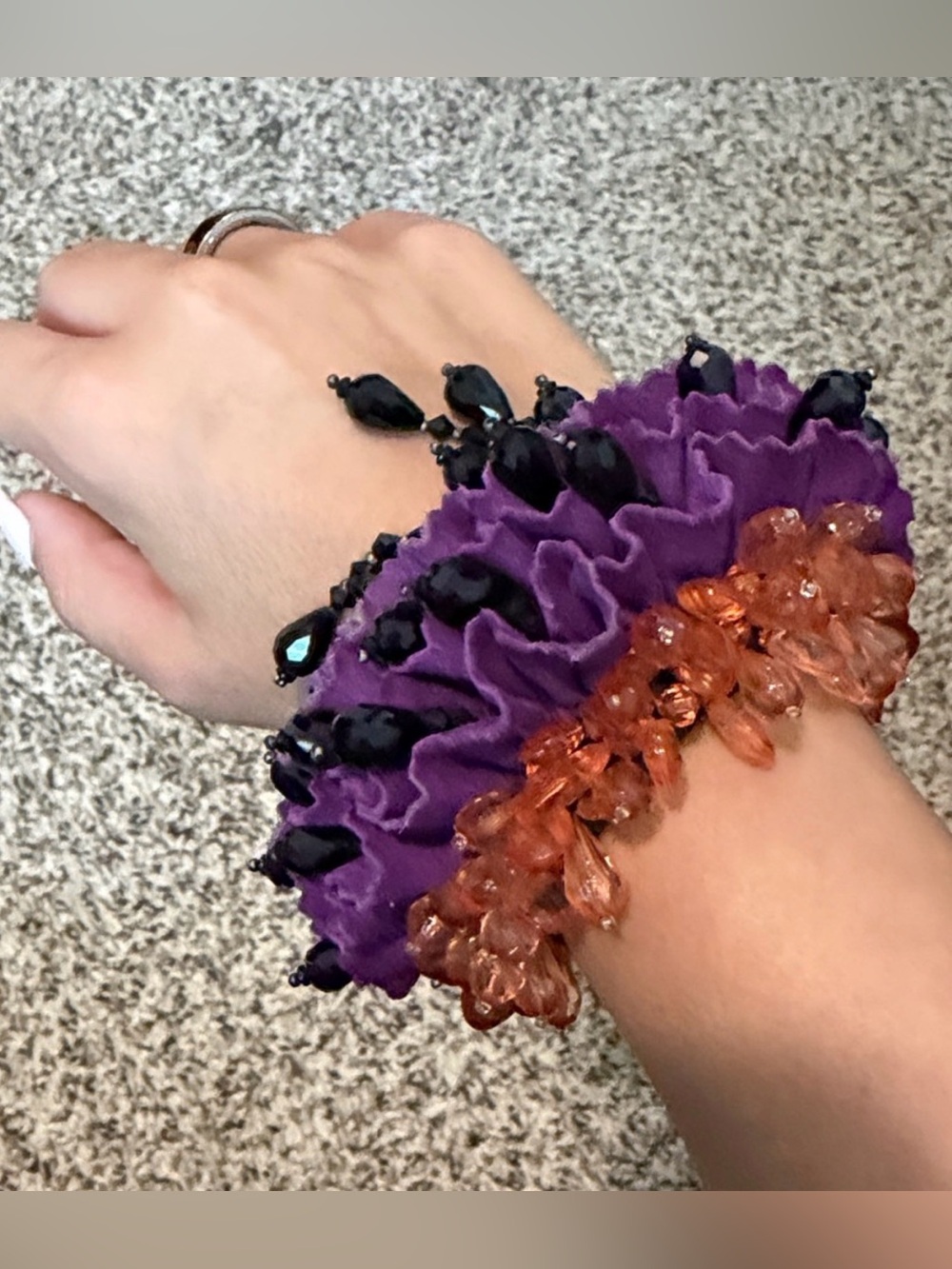 Etro Orange, Purple & Black Beaded Fabric Bracelet